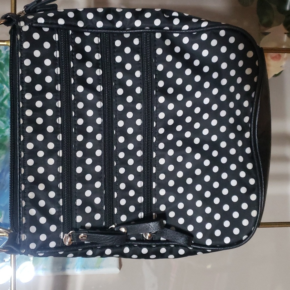 BUENO Crossbody Black and White Polka Dot Bag.